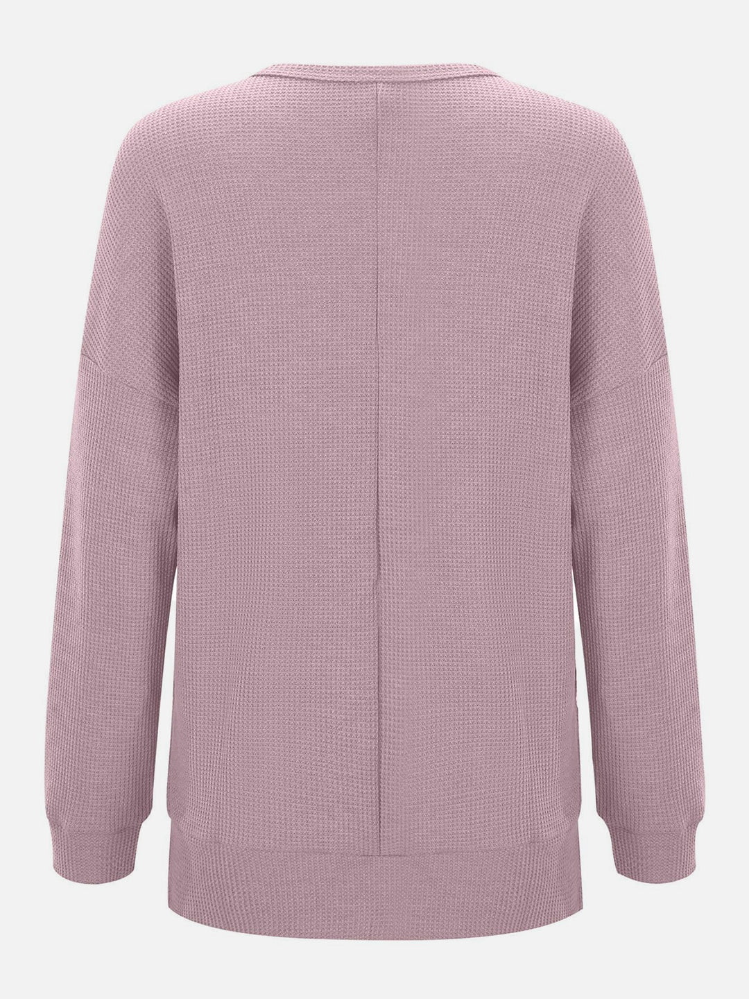 Side Slit Round Neck Long Sleeve T-Shirt