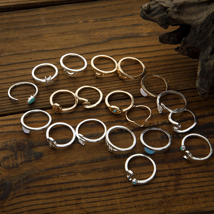 Alloy Multiple Shapes 19-Piece Ring Set