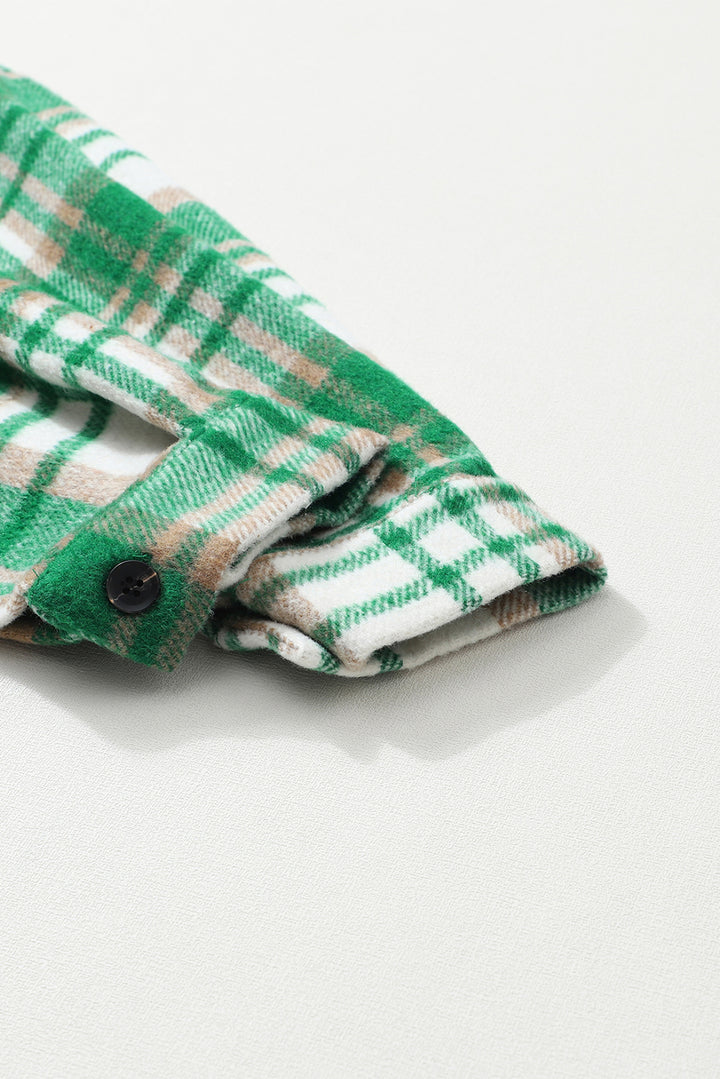 Plaid Flap Pocket Long Sleeve Shacket