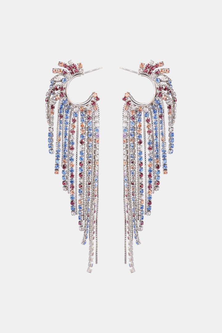 Fringed Rhinestone Zinc Alloy Dangle Earrings