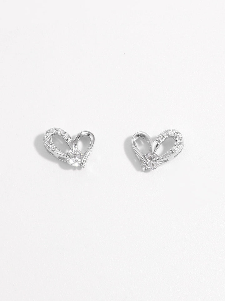 925 Sterling Silver Inlaid Zircon Heart Earrings