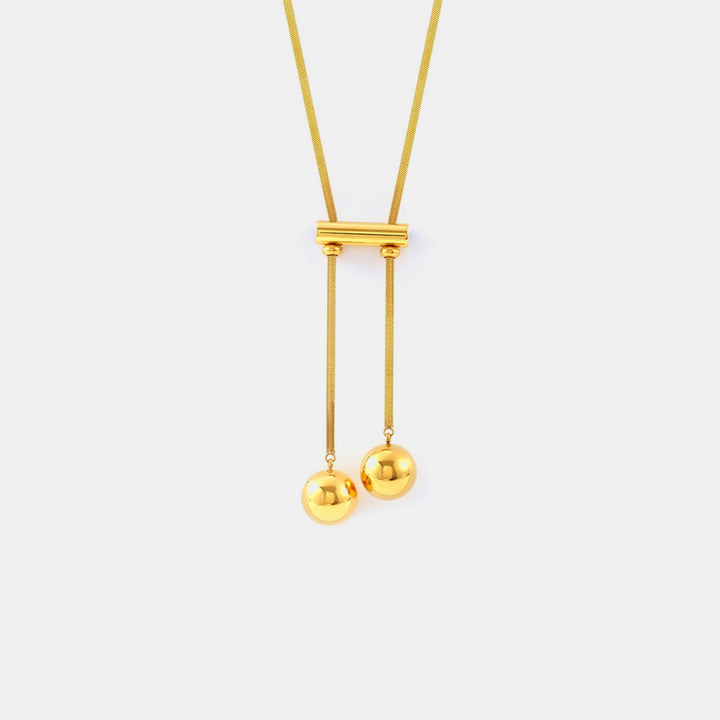 18K Gold-Plated Titanium Steel Hollow Bead Necklace